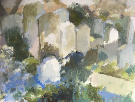 atkinscaroline_springdefieslockdowninbromptoncemetery_oilonboard_22x27cm